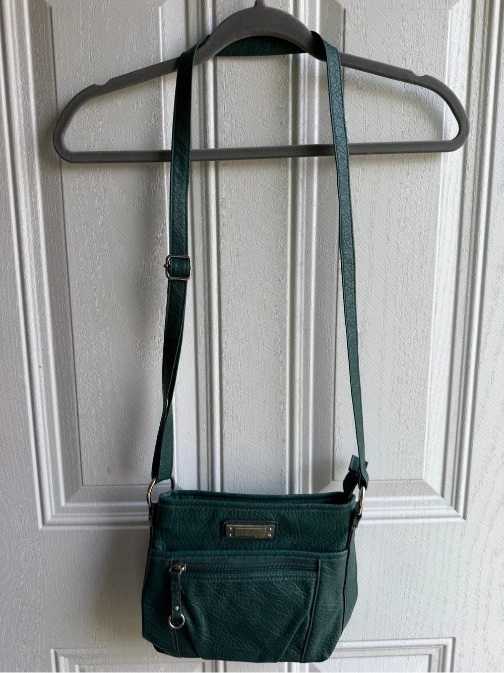 Rosetti Teal Green Crossbody Bag Faux Leather Y2K Boho Multi Pocket Purse